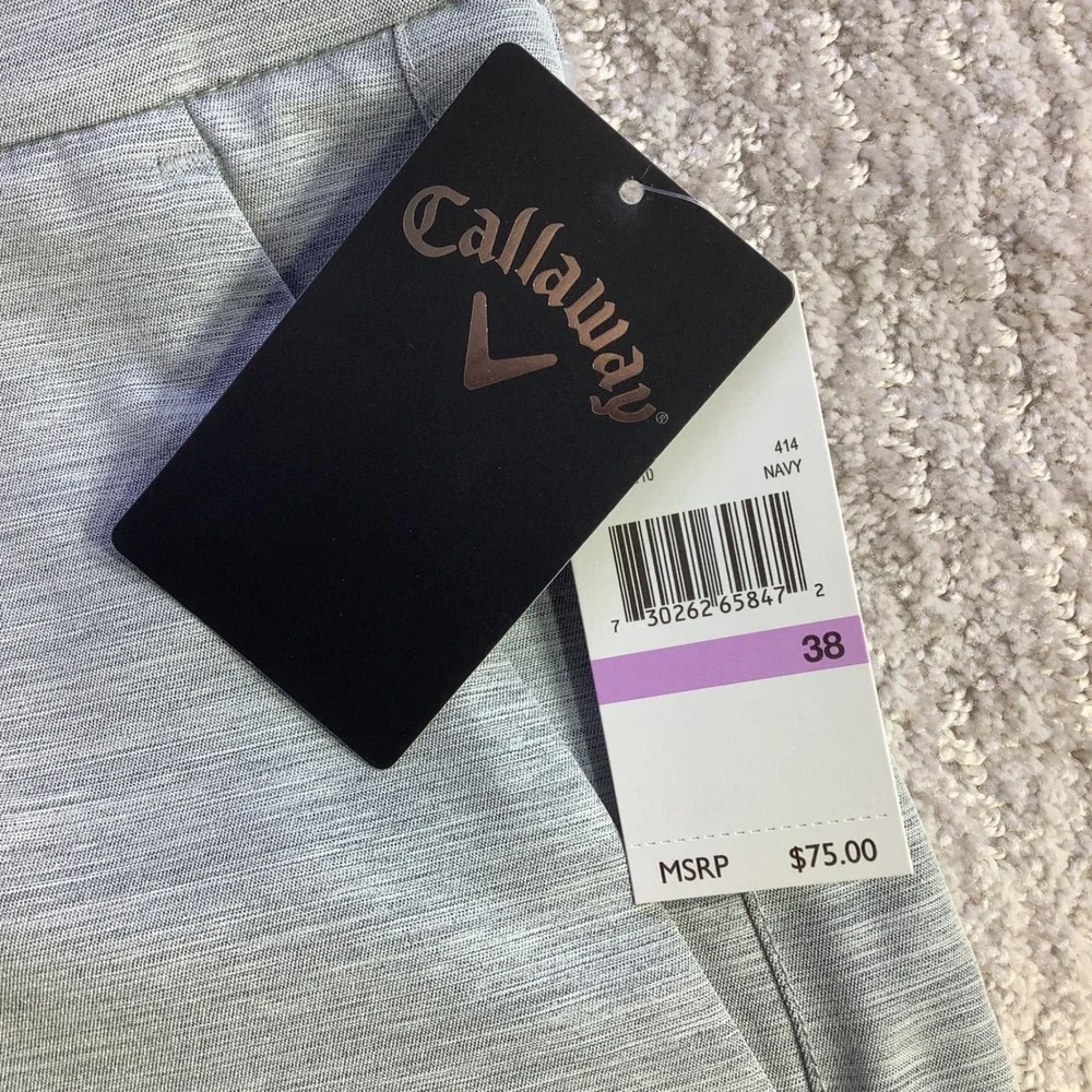 Callaway Mens Golf Shorts 38W‎ Opti-Dri Stretch Sun Protection Gray NWT